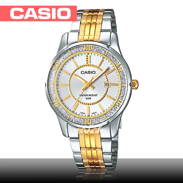 CASIO 卡西歐 優雅氣質_日常生活防水_礦物玻璃__不鏽鋼錶帶_折疊式錶扣_女錶(LTP-1358SG)