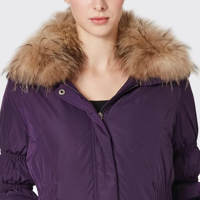 【SAMLIX山力士】JIS90%女俏麗時尚防潑水羽絨大衣#324(黑色.紫色)