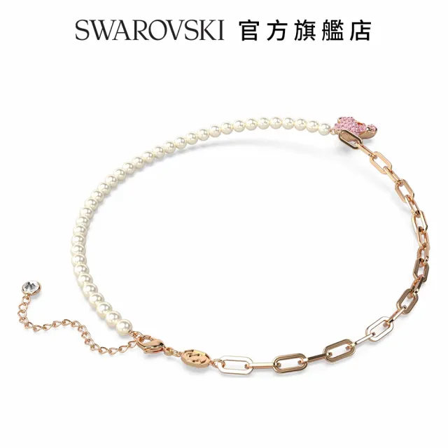 【SWAROVSKI 官方直營】Teddy 鏈墜 熊  粉紅色  鍍玫瑰金色調 交換禮物