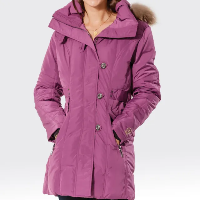 【SAMLIX山力士】JIS90%女防潑水保暖羽絨外套#335(黑色.紫色.磚紅)