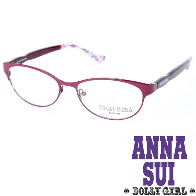 【Anna Sui】Dolly Girl系列潮流金屬框眼鏡(DG150-201-繽紛碎花玫瑰亮紅)