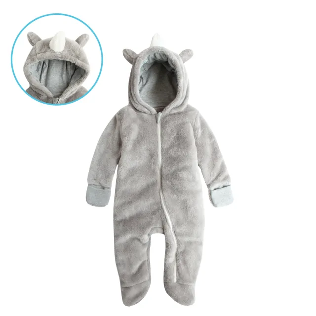 【baby童衣】包腳連身衣 珊瑚絨超厚冬日動物造型連身衣 50413(保暖童裝 聖誕節童裝)