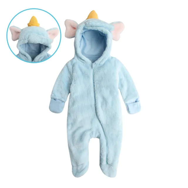 【baby童衣】包腳連身衣 珊瑚絨超厚冬日動物造型連身衣 50413(保暖童裝 聖誕節童裝)