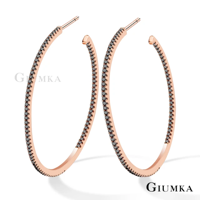 【GIUMKA】純銀耳環．C型．34mm．雙邊黑鑽(夜店．送禮)
