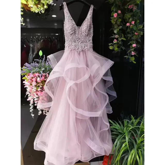 【女神婚紗禮服】高端時尚奢華新娘敬酒宴會晚禮服 PLGZ-01 1903粉色(婚紗攝影 旅拍)