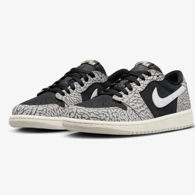 NIKE 耐吉】休閒鞋Air Jordan 1 Low OG Black Elephant 爆裂紋黑灰男鞋