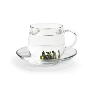 【奇高Chikao】耐熱花茶杯盤組 280ml 1組(玻璃杯 咖啡杯 茶杯 耐熱玻璃杯)