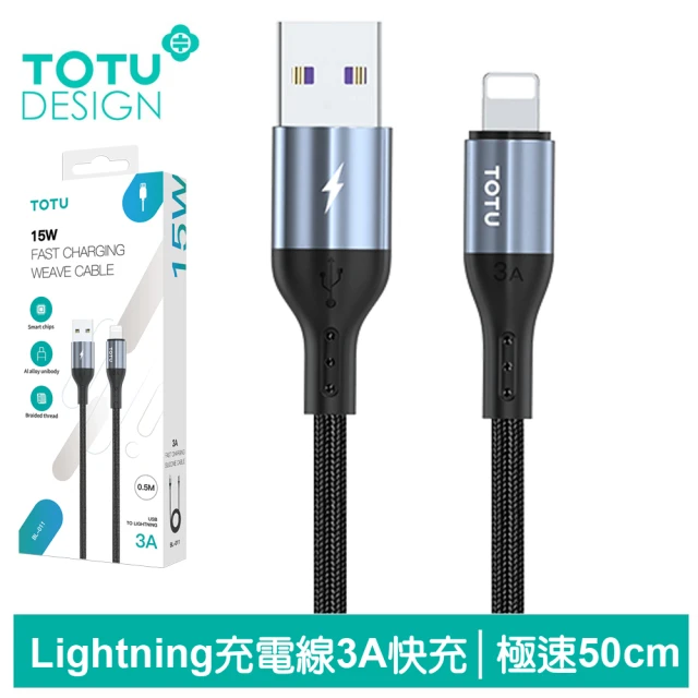 TOTU 拓途 USB-A TO Lightning 0.5M 快充/充電傳輸線 極速2代(iPhone充電線)