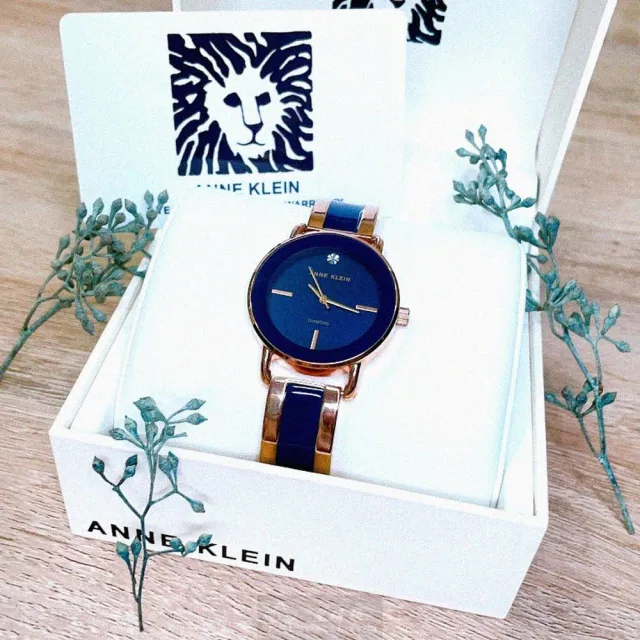 【ANNE KLEIN】AnneKlein手錶型號AN00214(深藍色錶面深藍色錶殼金藍色精鋼錶帶款)