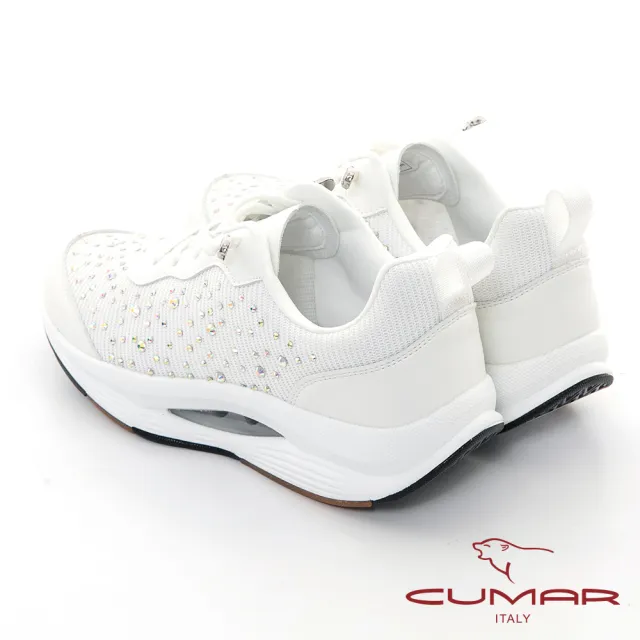 【CUMAR】綁帶水鑽厚底休閒鞋(白色)