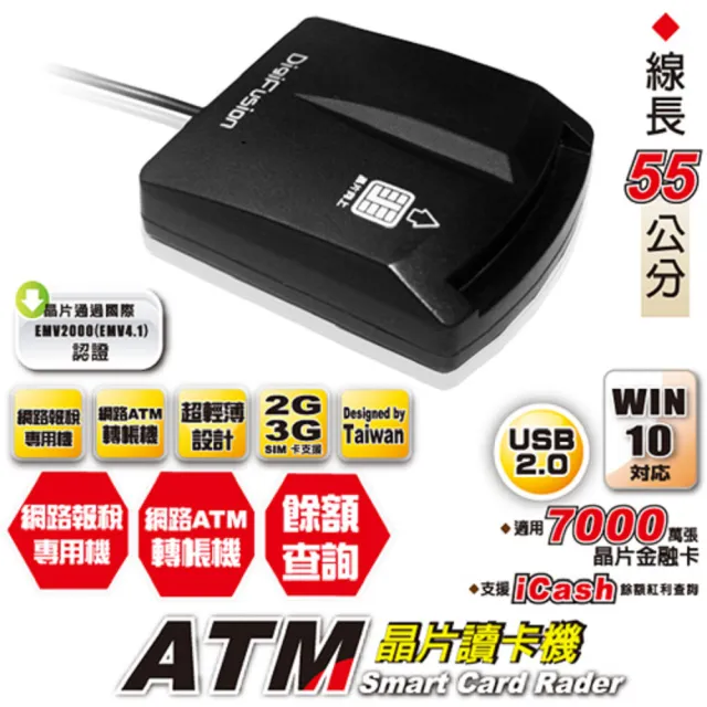 【伽利略】ATM 晶片讀卡機（黑、白）(RU056)