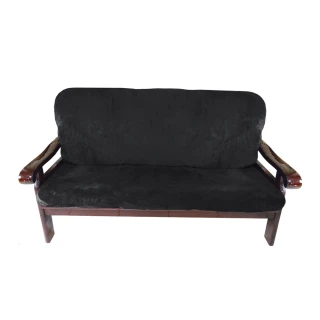 【Osun】厚綿絨防蹣彈性沙發座墊套/靠墊套(黑色3人座 聖誕禮物CE208)