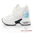【CUMAR】厚底氣墊飛織布彈力休閒鞋(白色)