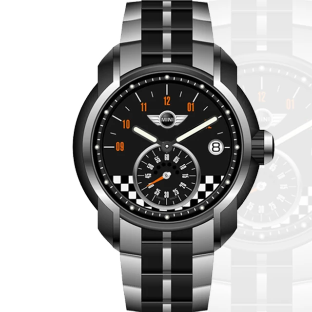 【MINI Swiss Watches】跑車賽道旗幟鋼帶腕錶(45mm/MINI-50ES)