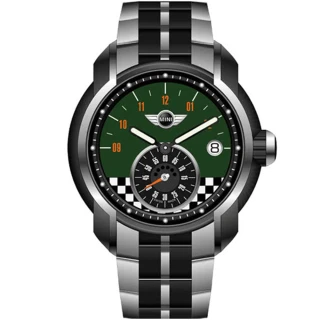 【MINI Swiss Watches】賽車競速旗幟鋼帶腕錶(45mm/MINI-49ES)