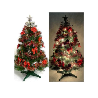 【摩達客】超級幸福-10尺/10呎-300cm一般型裝飾綠聖誕樹(含紅金色系配件組/含100燈LED燈6串/附控制器跳機)