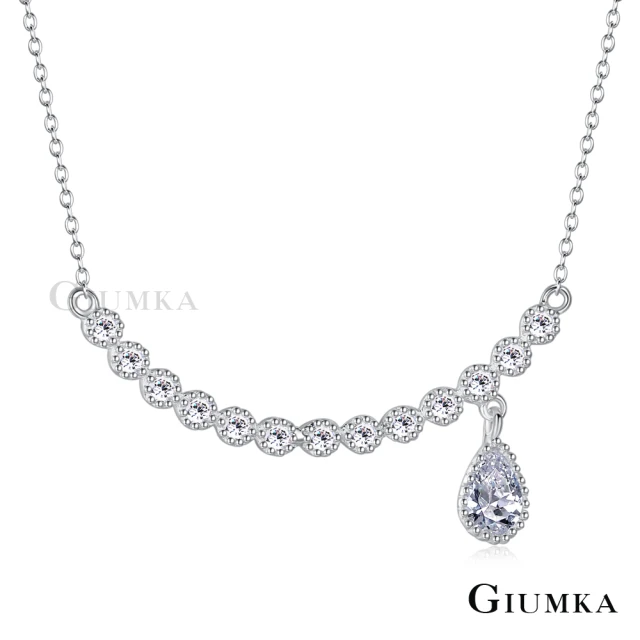 【GIUMKA】純銀項鍊．華麗曲線．吊墜．水滴．情人節禮物(銀色白鋯款)