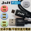 【JSH 智慧循環充電】保護手機電池micro USB快速充電線(支援QC3.0-閃耀黑1.2m)