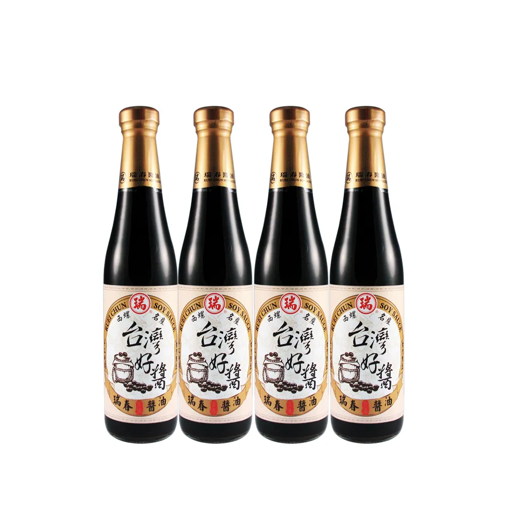 【瑞春醬油】台灣好醬黑豆醬油X4入(420ml/瓶)