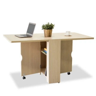 【輕品巧室-綠的傢俱集團】魔術空間-多功能收納折疊桌餐桌-加厚版(白橡色)