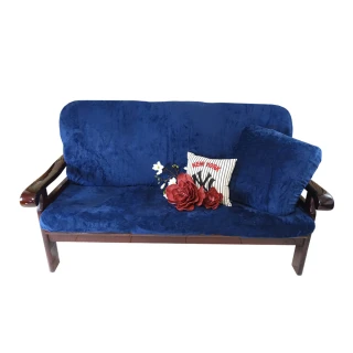 【Osun】厚綿絨防蹣彈性沙發座墊套/靠墊套(深藍色3人座二入1組 聖誕禮物CE208)