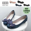 【Alberta】MIT台灣製 熱賣嚴選 素面蝴蝶結金屬飾品 小坡跟圓頭包鞋 娃娃鞋