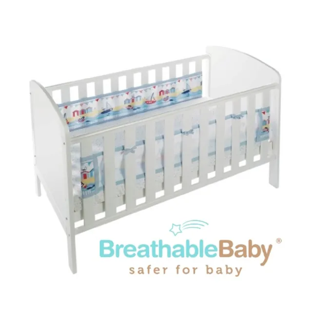 【英國 BreathableBaby】透氣嬰兒床圍 兩側型(19431海洋帆船款)