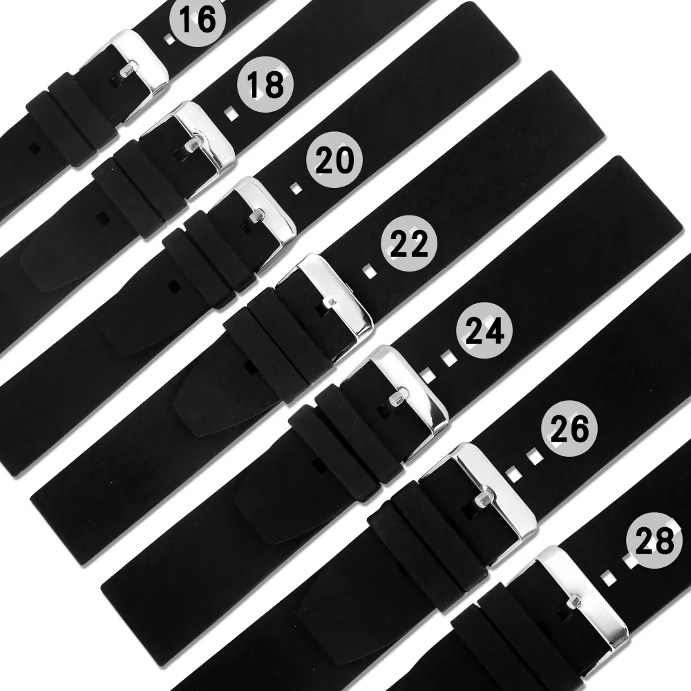 【Watchband】舒適耐用輕便運動型矽膠錶帶(黑色)