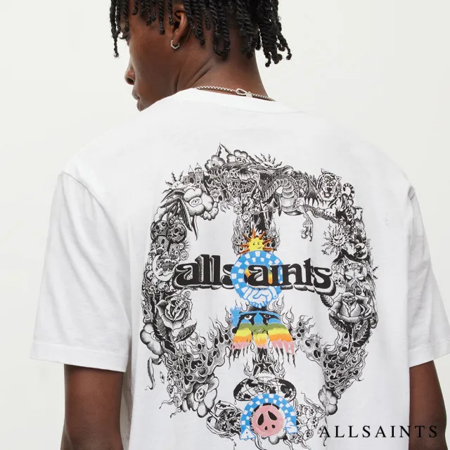 【ALLSAINTS】CHANCER 純棉手繪和平標誌印花LOGO短袖T恤 MG141Y(舒適版型)