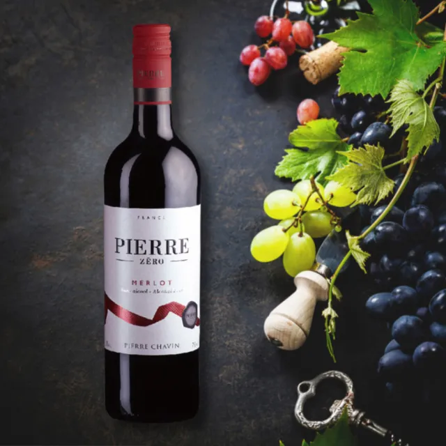 【Pierre Zero】法國夏凡酒莊 經典 梅洛Merlot 無酒精葡萄酒飲 無醇無酒精紅酒(750ml 全素)