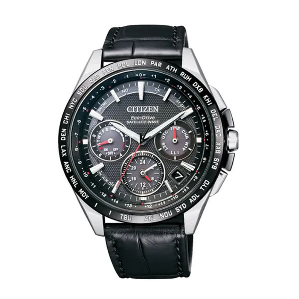 【CITIZEN 星辰】GENTS廣告款紳士品味GPS衛星對時皮帶腕錶-黑/41mm(CC9015-03E)