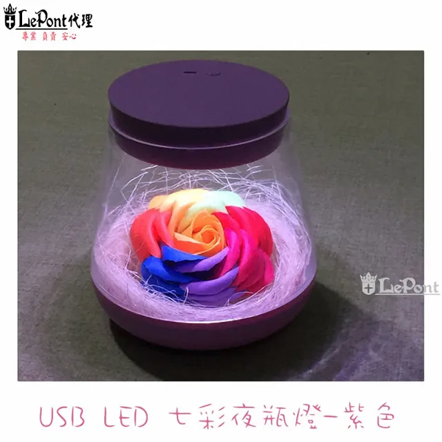 【LEPONT】USB LED 七彩夜瓶燈