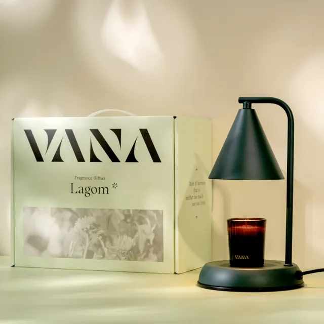 【VANA】Lagom No.24 幾何金屬款香氛暖燈禮盒(融蠟燈禮盒)