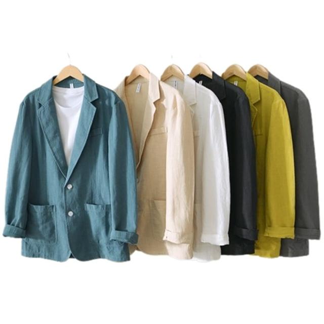 【巴黎精品】現貨+預購 西裝外套休閒西服(薄款寬鬆單層亞麻棉麻男外套6色a1bv1)