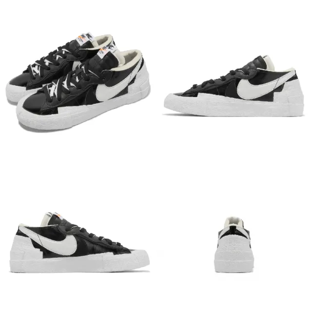 NIKE 耐吉】x Sacai Blazer Low 男鞋女鞋黑白聯名漆皮低筒拼接雙勾