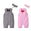 【baby童衣】經典格紋圓領無袖連身衣附頭飾 兩件組 60355(共2色)