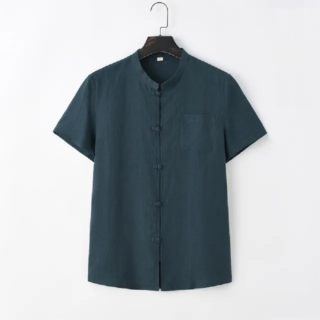 【巴黎精品】現貨+預購 新中式 唐裝漢服上衣(中國風立領輕薄短袖亞麻男上衣6色a1bx72)