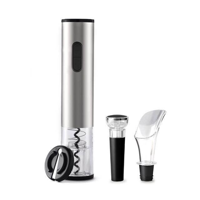 【索樂生活】5入組/304不鏽鋼電動紅酒開瓶器+割箔刀(電動開瓶器 自動開瓶器 紅酒開瓶 紅酒真空塞)