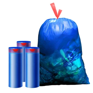 【禾統】抽繩垃圾袋-特大(110x140cm-藍/3卷 加厚加大 商用垃圾袋 束口垃圾袋 超大垃圾袋)