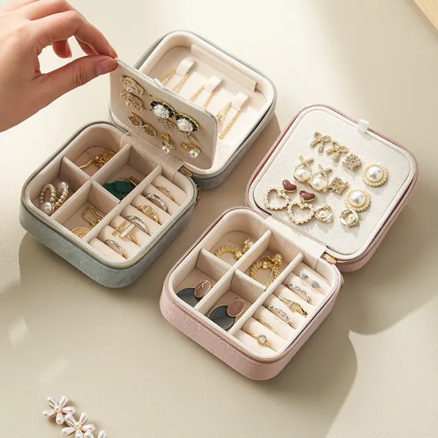 【Emi 艾迷】韓系時尚絨布高質感雙層珠寶盒首飾盒攜帶式迷你