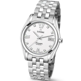【TITONI 瑞士梅花錶】Airmaster 空中霸王系列-白色錶盤不鏽鋼錶帶/38.5mm(83909 S-063)