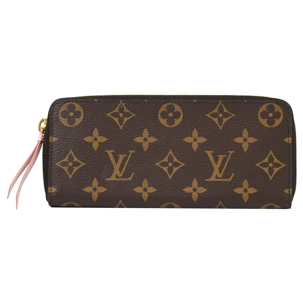 【Louis Vuitton 路易威登】LV M61298 Clemence 經典花紋拉鍊零錢長夾(粉 現貨)