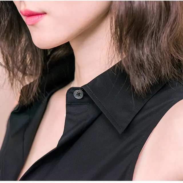 【BRIGA SILK B713】BRIGA SILK B713專櫃設計師桑蠶絲氣質翻領百搭顯瘦無袖襯衫(SILK B713)