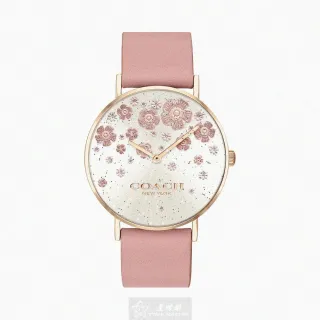 【COACH】COACH手錶型號CH00079(白色錶面玫瑰金錶殼粉紅真皮皮革錶帶款)