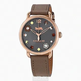 【COACH】COACH手錶型號CH00058(深灰色錶面玫瑰金錶殼淺灰真皮皮革錶帶款)