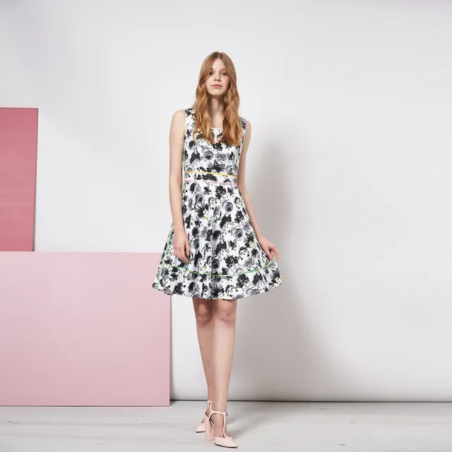 【ICHE 衣哲】設計趣味印花時尚造型禮服洋裝