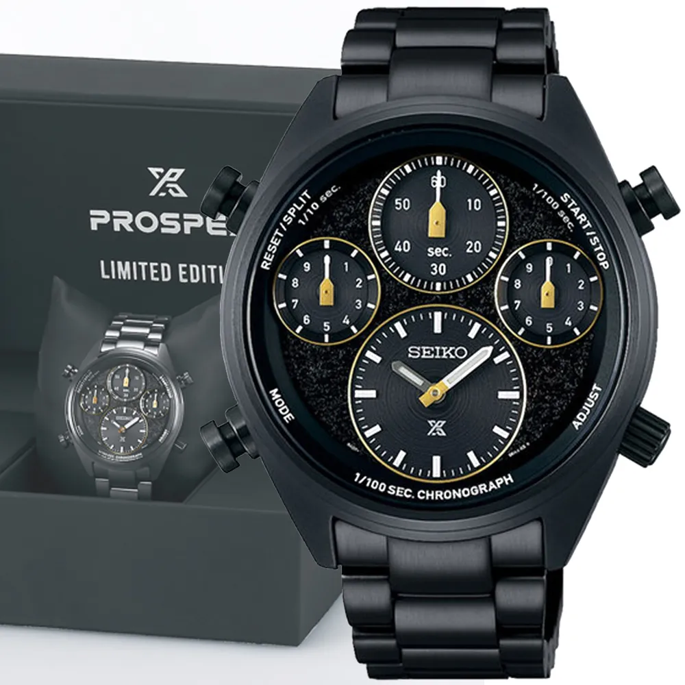 【SEIKO 精工】PROSPEX 世界田徑錦標賽限量款 太陽能計時腕錶-黑42mm_SK028(SFJ007P1/8A50-00B0SD)