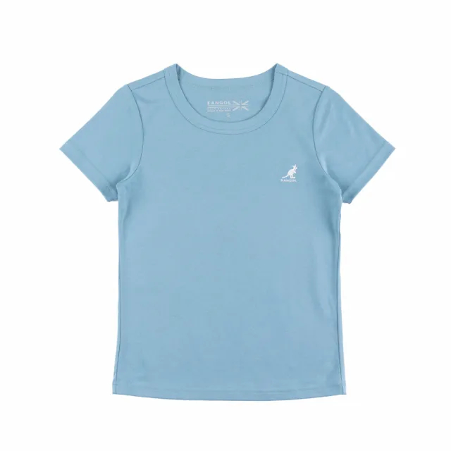 【KANGOL】短T 短袖 水藍 白LOGO 合身 經典圓領T 女(6322100581)