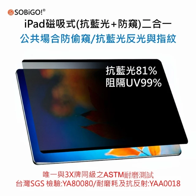 【SOBiGO!】iPad 抗藍光磁吸防窺片(10.9/11吋 共用)