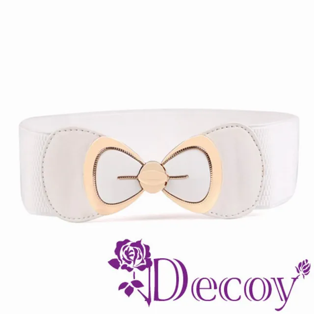 【Decoy】裙襬蝴蝶結＊金框皮革彈性腰封/四色可選